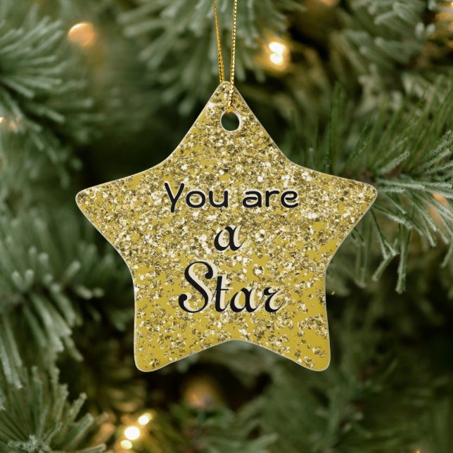 Sparkly Hope Star 2 Ceramic Tree Decoration (Tree)