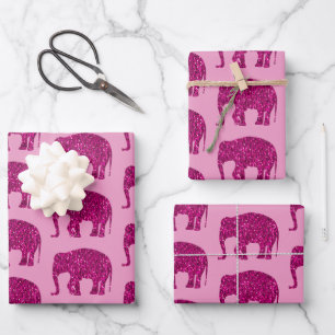 Sparkly hot pink Elephant sparkles pattern Wrapping Paper Sheet