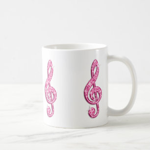Sparkly Hot Pink Music Note Coffee Mug