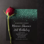Sparkly Hunter Green Glitter Black 21st Birthday Invitation<br><div class="desc">A glamourous 21st birthday square shaped invitation for her. Faux sparkly hunter green and black glitter against a solid black background. All the glitter and sparkle elements in this modern girly design are digital graphics that print like a photo. If you change the font colour, check the drop shadow settings....</div>