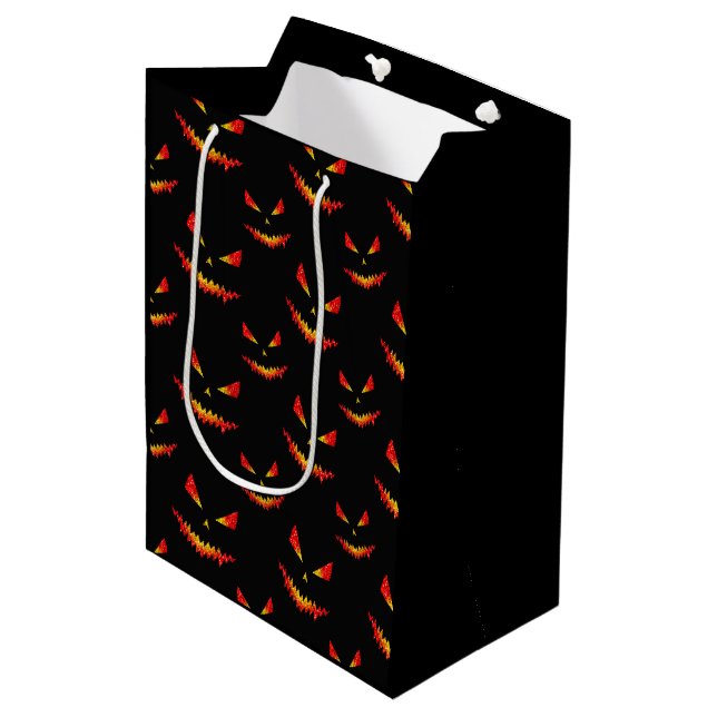 Sparkly Jack O'Lantern face Halloween pattern Medium Gift Bag (Front Angled)