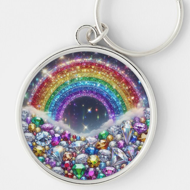 sparkly, jewelled rainbow key ring (Front)