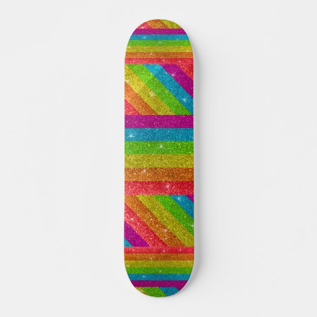 Sparkly LGBTQ Rainbow Glitter Gay Pride Sparkles Skateboard (Front)