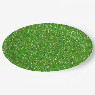 Sparkly Lime Green & Silver Glitter Paper Plate