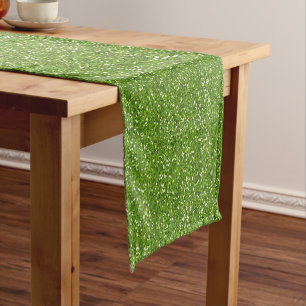 Sparkly Lime Green & Silver Glitter Short Table Runner
