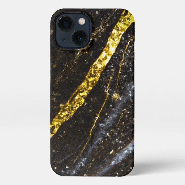 Sparkly line gold black chic abstract bling iPhone case (Back)