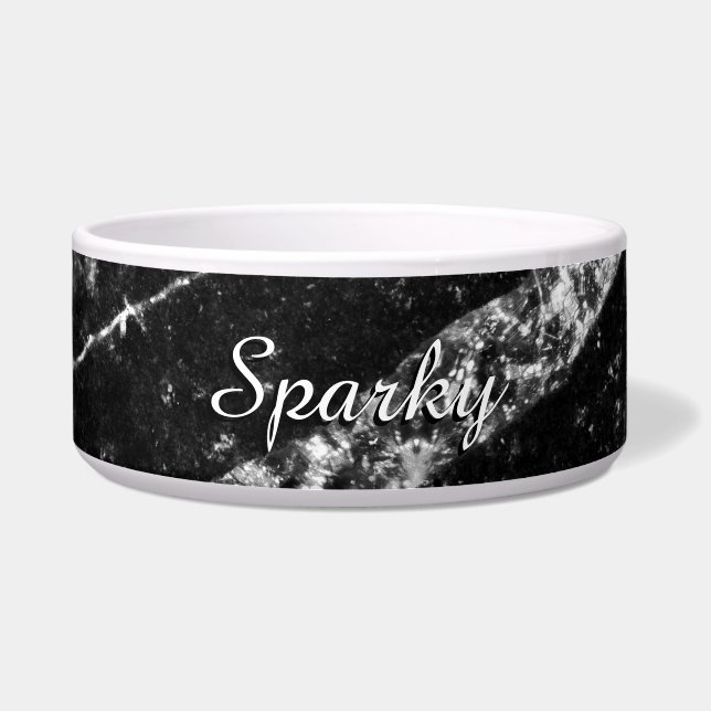 Sparkly line silver black chic abstract Pet name (Front)