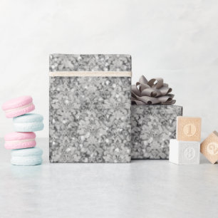 Sparkly Luxury Damask & Glitter - Silver  Wrapping Paper