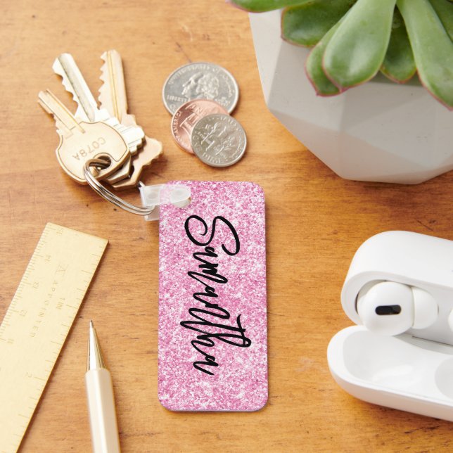 Sparkly Luxury Light Pink Glitter Key Ring (Desk)