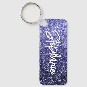 Sparkly Luxury Navy Blue Ombre Glitter Key Ring