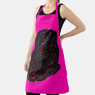 Sparkly magical black rabbit for luck apron