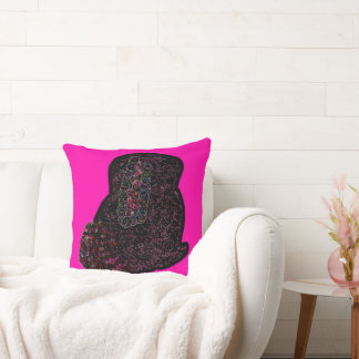 Sparkly magical black rabbit for luck cushion