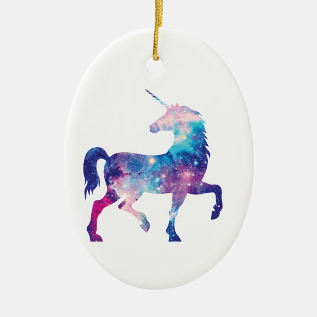 Sparkly Magical Unicorn Ceramic Tree Decoration (Front)