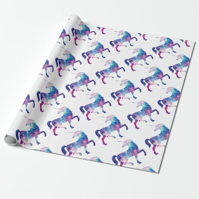 Sparkly Magical Unicorn Wrapping Paper (Unrolled)