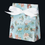 Sparkly Magical Winter Vintage Christmas Collage Favour Box<br><div class="desc">This charming and nostalgic holiday seamless design features scenes of festive winter fun in the snow including ice-skating angels,  a heavenly choir,  children throwing snowballs,  rustic rural landscapes,  holly,  winter robins and a warm lantern. The background is sky blue with snow and white sparkles.</div>