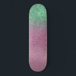 Sparkly Mermaid Green Berry Pink Glitter Ombre Skateboard<br><div class="desc">This girly and cute design is perfect for the trendy and stylish woman. It features a faux printed sparkly mermaid green and berry pink glitter ombre design. It's modern, chic, and fashionable. ***IMPORTANT DESIGN NOTE: For any custom design request such as matching product requests, colour changes, placement changes, or any...</div>
