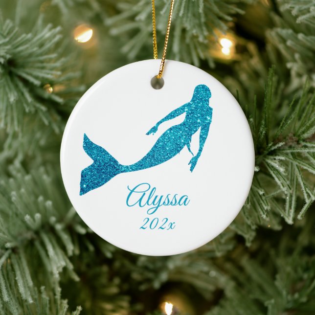 Sparkly Mermaid Ornament Personalized Gift (Tree)