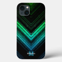 Sparkly metal aqua green galaxy chevron Monogram