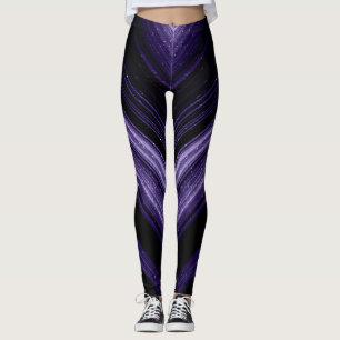 Sparkly metal neon purple black chevron Monogram Leggings