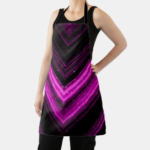 Sparkly metallic hot pink magenta black chevron apron