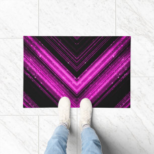 Sparkly metallic hot pink magenta black chevron doormat