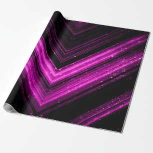 Sparkly metallic hot pink magenta black chevron wrapping paper