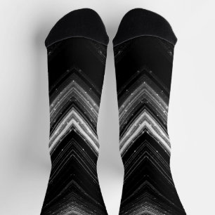 Sparkly metallic silver black galaxy chevron lines socks
