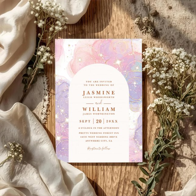 Sparkly Night Elegant Modern QR Code Wedding Invitation (Creator Uploaded)