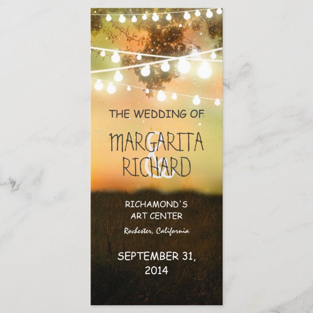 sparkly night lights romantic wedding programs programme (Front)