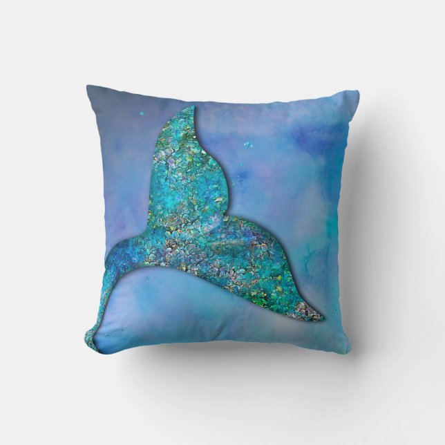 Sparkly Ocean Mermaid Fin Tail Enchanted Cushion (Front)