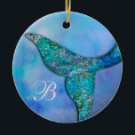 Sparkly Ocean Mermaid Fin Tail Personalised Ceramic Tree Decoration<br><div class="desc">personalise with text if desired.</div>