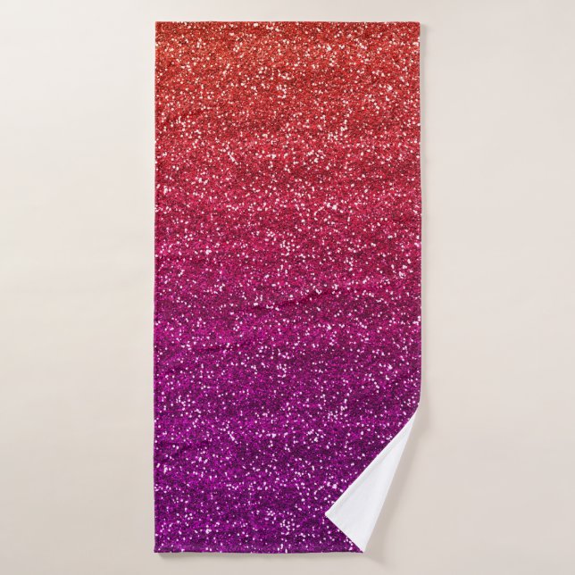 Sparkly Orange and Purple Gradient Glitter Bath Towel (Bath Towel)