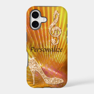 Sparkly Orange Music Note & Stiletto Heel