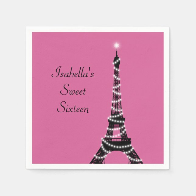 Sparkly Parisian Sweet Sixteen Napkin (Front)