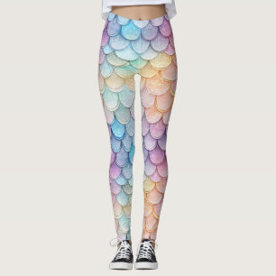 Sparkly Pastel Mermaid Scale Leggings