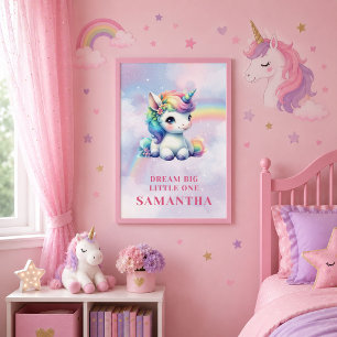 Sparkly Pastel Unicorn Magical Day Girl Birthday A Poster