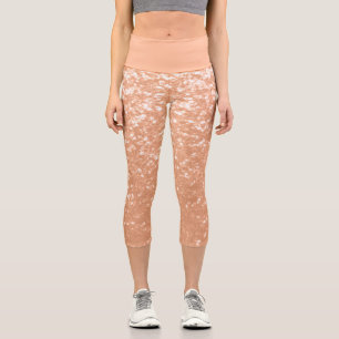 Sparkly peach faux sparkles colour of year 2024 capri leggings