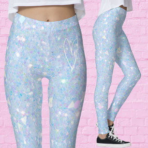 Sparkly Periwinkle Blue Glitter Womens Leggings