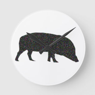 Sparkly Pig Wall Clock