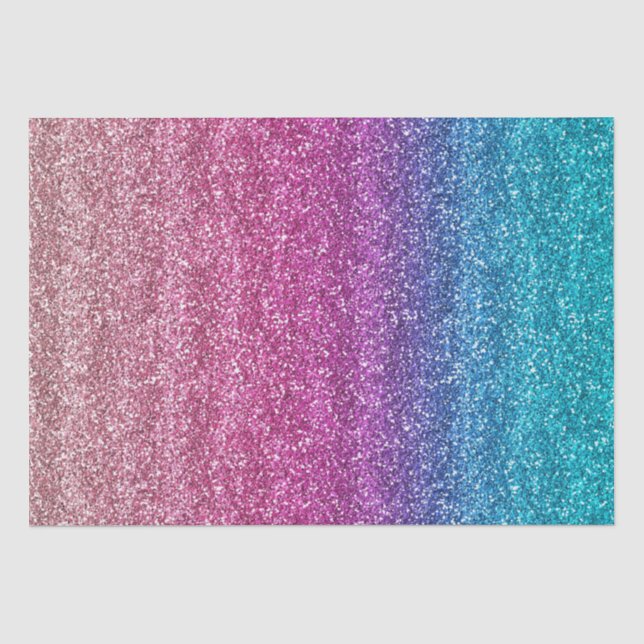 Sparkly Pink and Blue Gradient Glitter Tissue Paper (Front)