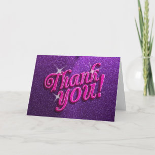 Sparkly Pink and Purple Thank You Card