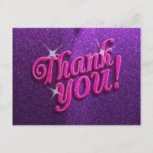 Sparkly Pink and Purple Thank You Postcard