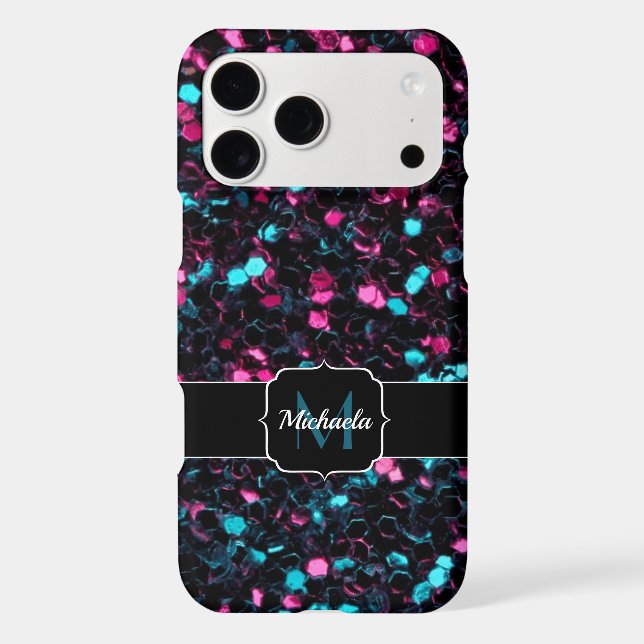  Sparkly pink blue mosaic glitter sparkle Monogram (Back)
