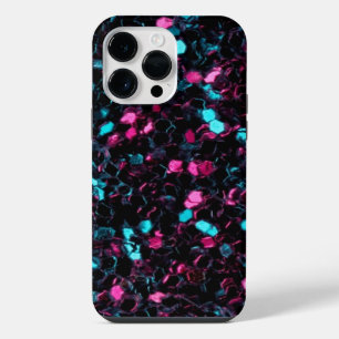 Sparkly pink blue mosaic glitter sparkles iPhone 14 pro max case