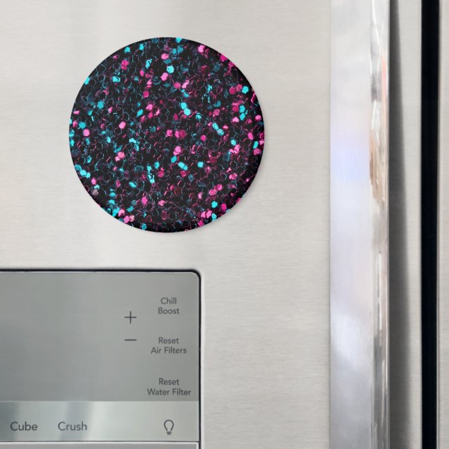 Sparkly pink blue mosaic glitter sparkles magnet (In Situ (Fridge))