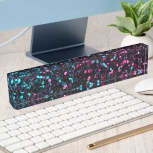 Sparkly pink blue mosaic glitter sparkles nameplate
