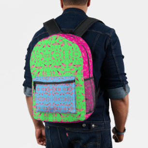 Sparkly pink flamingo glitter heart printed backpack
