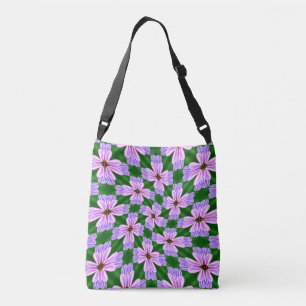 Sparkly Pink Flowers Pattern Crossbody Bag