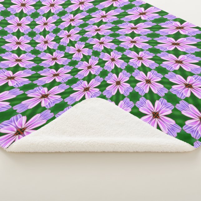 Sparkly Pink Flowers Pattern Sherpa Blanket (3/4)