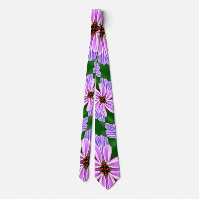 Sparkly Pink Flowers Pattern Tie (Back)